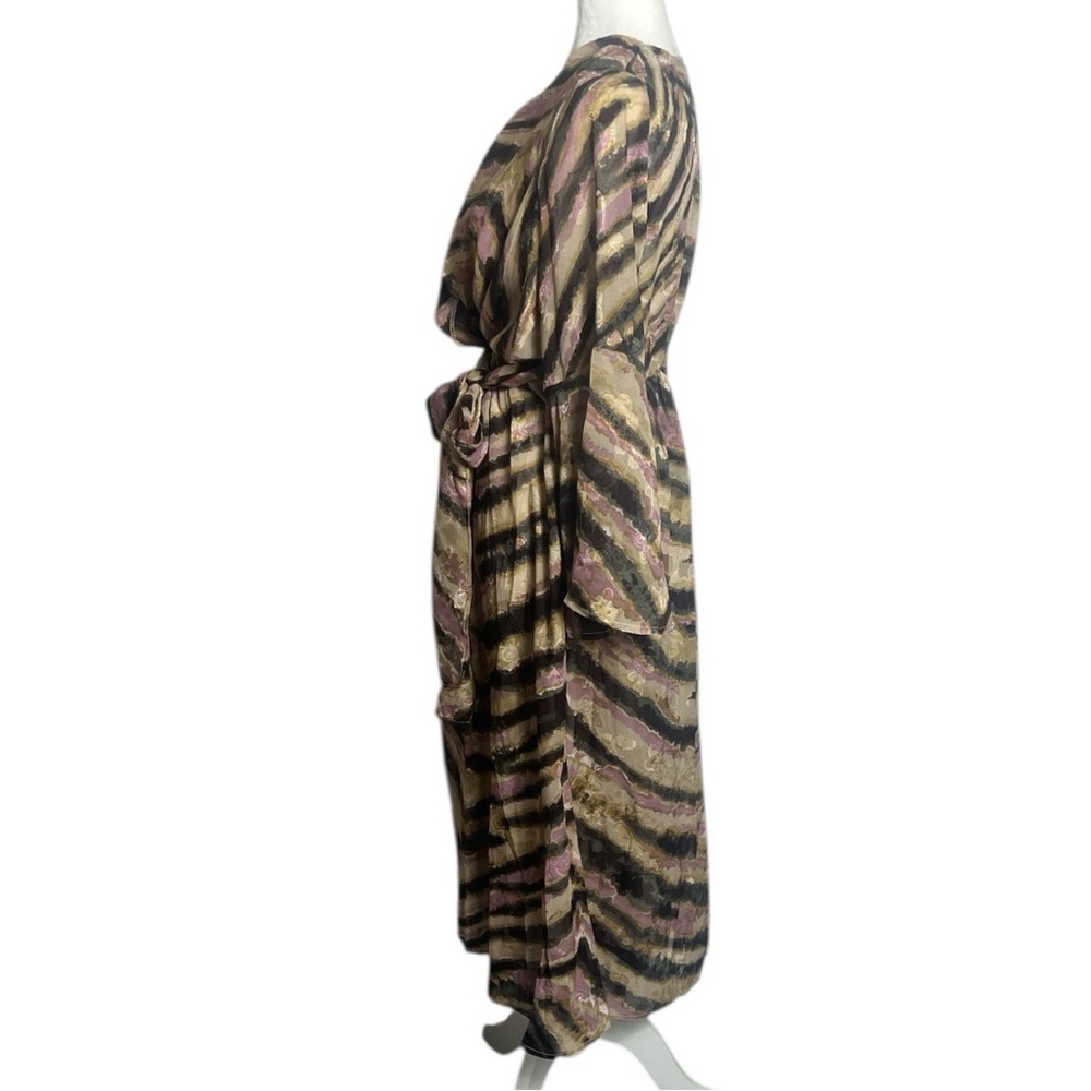 NKN Nekane Camel Mauve Black Animal Print Faux Wrap Midi Dress Small Reg. $197 - Picture 9 of 15